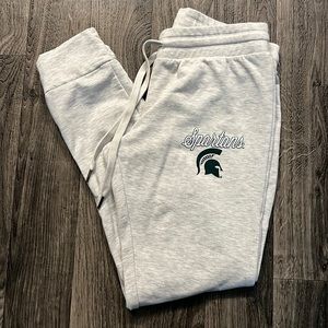 MSU Spartans sweatpants.